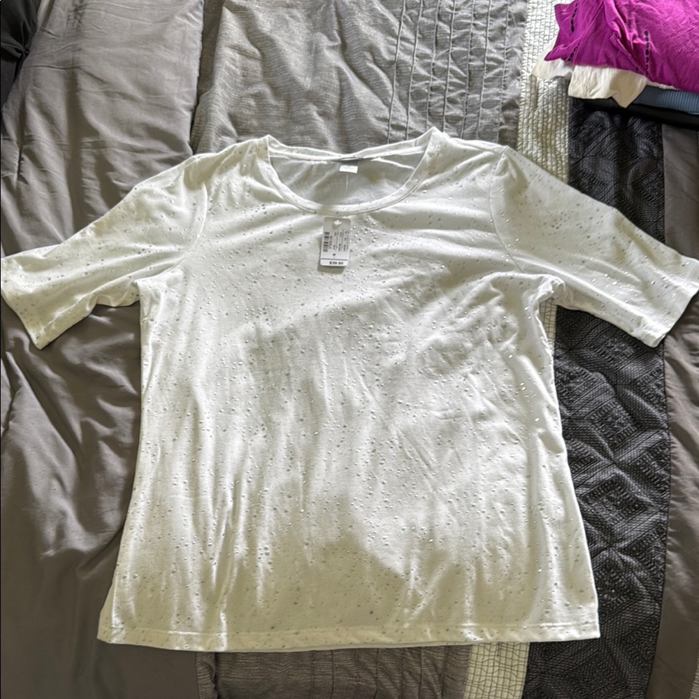 Christopher & Banks White Polo Short Sleeve Tee